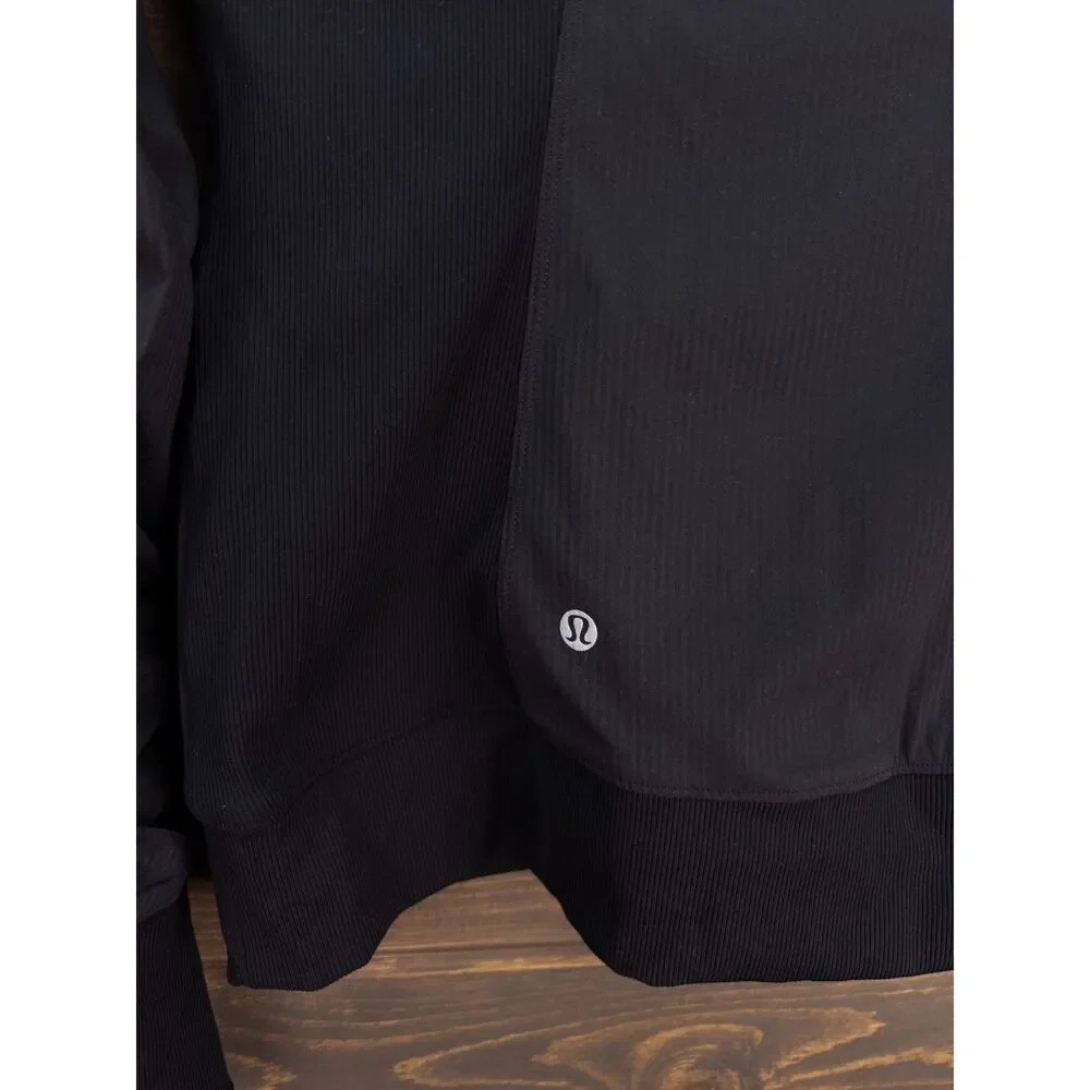 Lululemon Reversible Dance Studio Jacket Black Gray Size 8 Hooded Zip